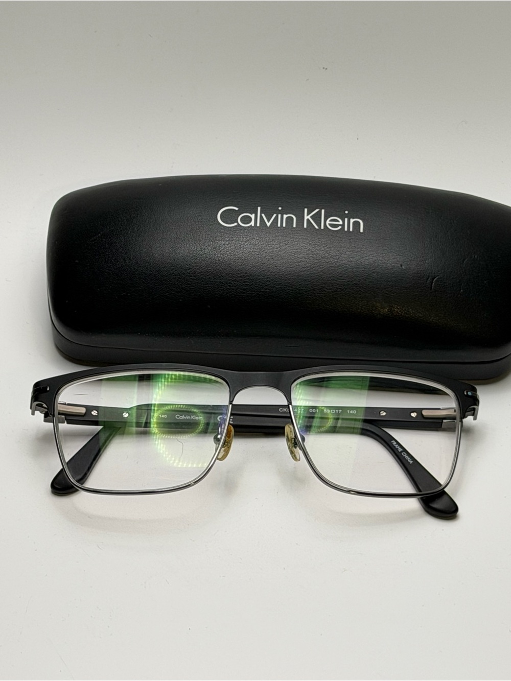 Calvin Klein Black and Silver Semi-Rim Optical Glasses